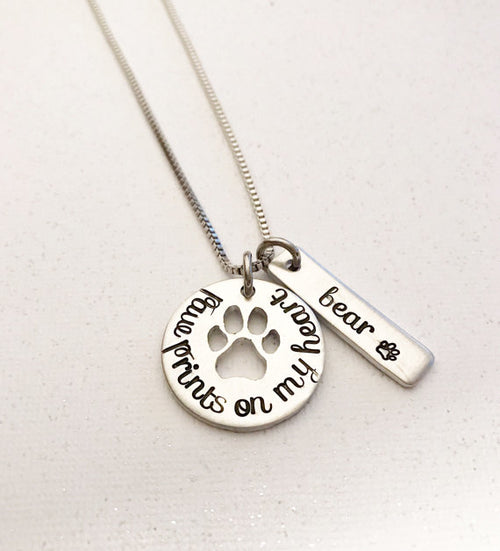 Cat loss - Hand stamped necklace with name