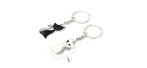 Black & White Cute Couple Cat Keychains