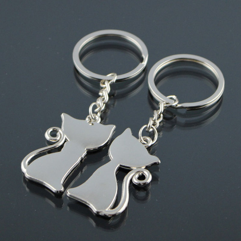 Black & White Cute Couple Cat Keychains