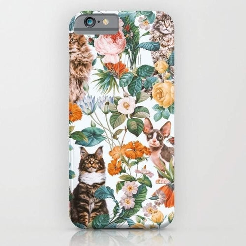 Floral Cat Mobile Cover